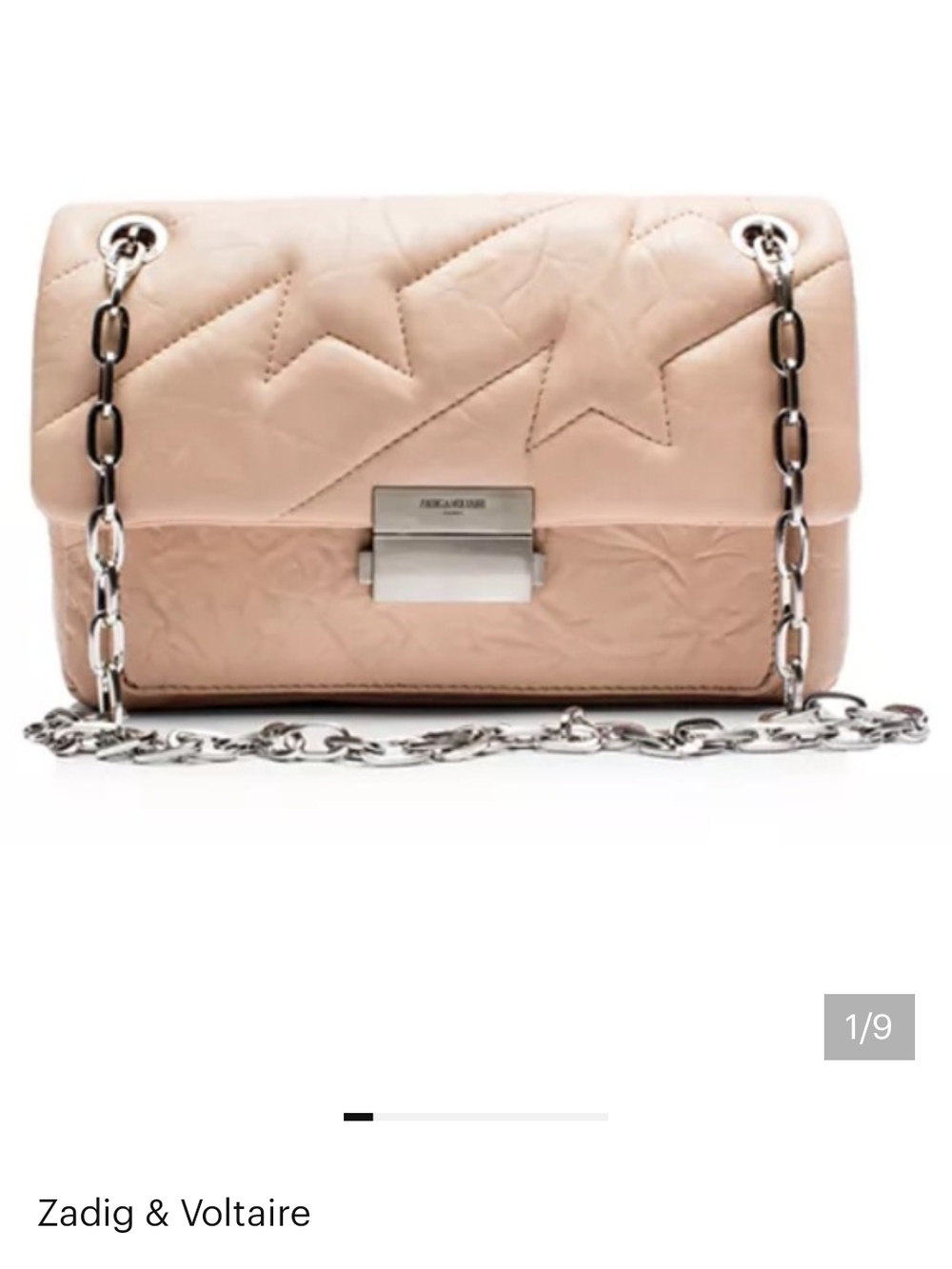 Zadig & Voltaire Blush Beige Quilted Leather Two Way Bag with Silver Chain